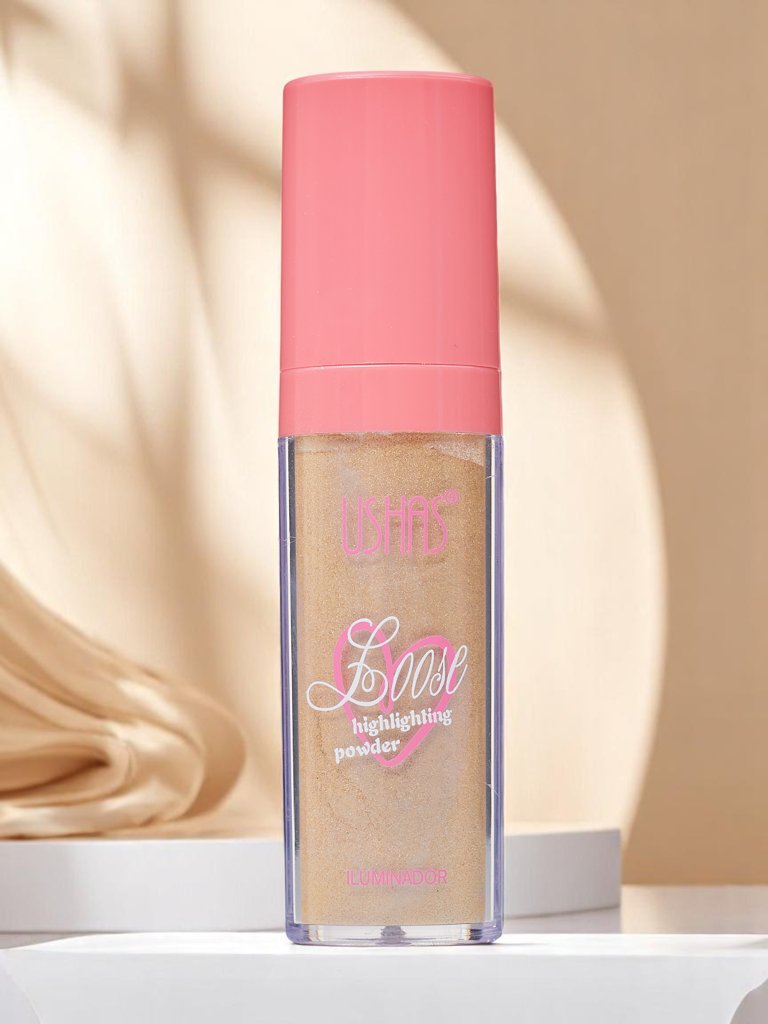 USHAS Рохкав хайлайтър за лице с гъба Golden Petal