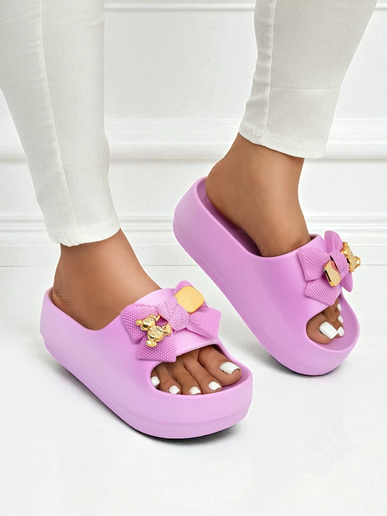 Royalfashion Дамски гумени джапанки с декоративна панделка Alday