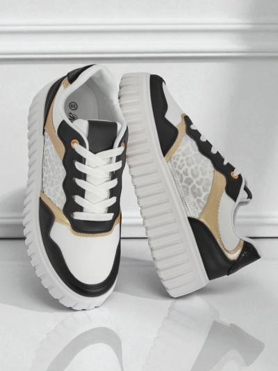 Дамски сникърси Royalfashion Callista платформа черни еко кожа размер 40