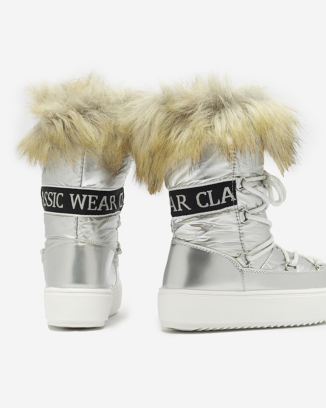 Сребристи детски обувки a'la с косъм Asika - Обувки