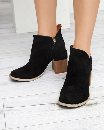 Damskie botki z wycięciami w czarnym kolorze Plinara - Obuwie