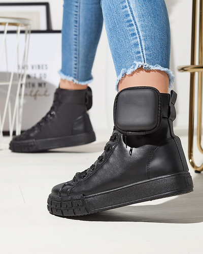 Черни дамски спортни обувки с калъф Efiffe- Footwear