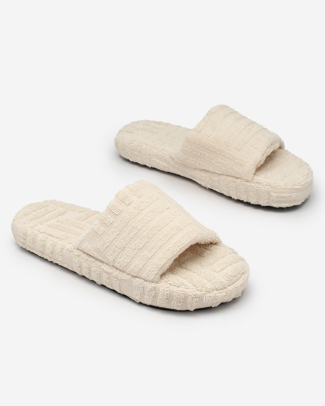 Royalfashion Бежови дамски джапанки от плат Tylles