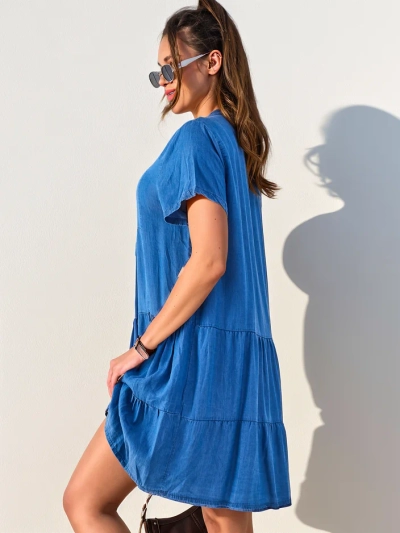 Рокля тип туника Royalfashion за жени с цип на яката, деним тип