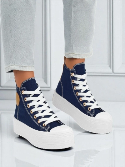 Adelina Capri Тъмносини Дамски Маратонки на Равна Платформа 4,5 см