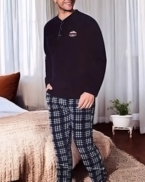 Royalfashion мъжки пижами с каре а' ла полар