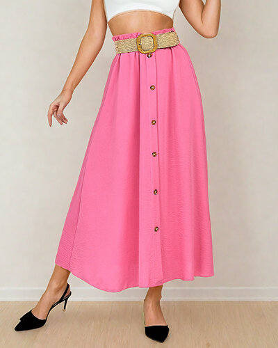 Royalfashion Дамска миди пола с колан