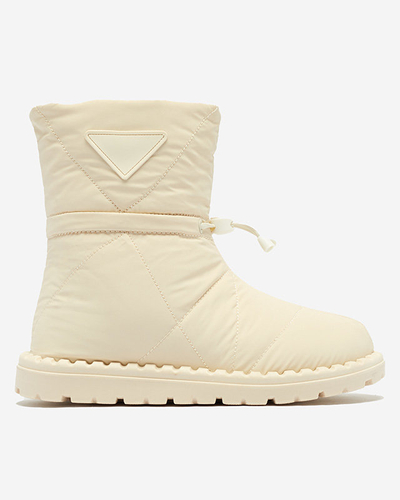 Дамски кремави ватирани ботуши за сняг с равна подметка Ferri - Обувки