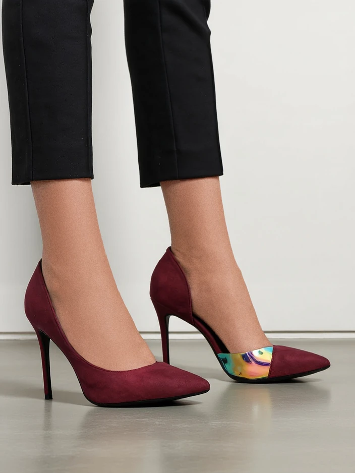 Обувки с токче Royalfashion за жени с панделка и холографска вставка Dremtru