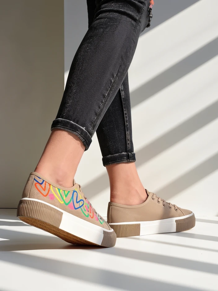 Royalfashion Женски маратонки с принт на сърца Sercess