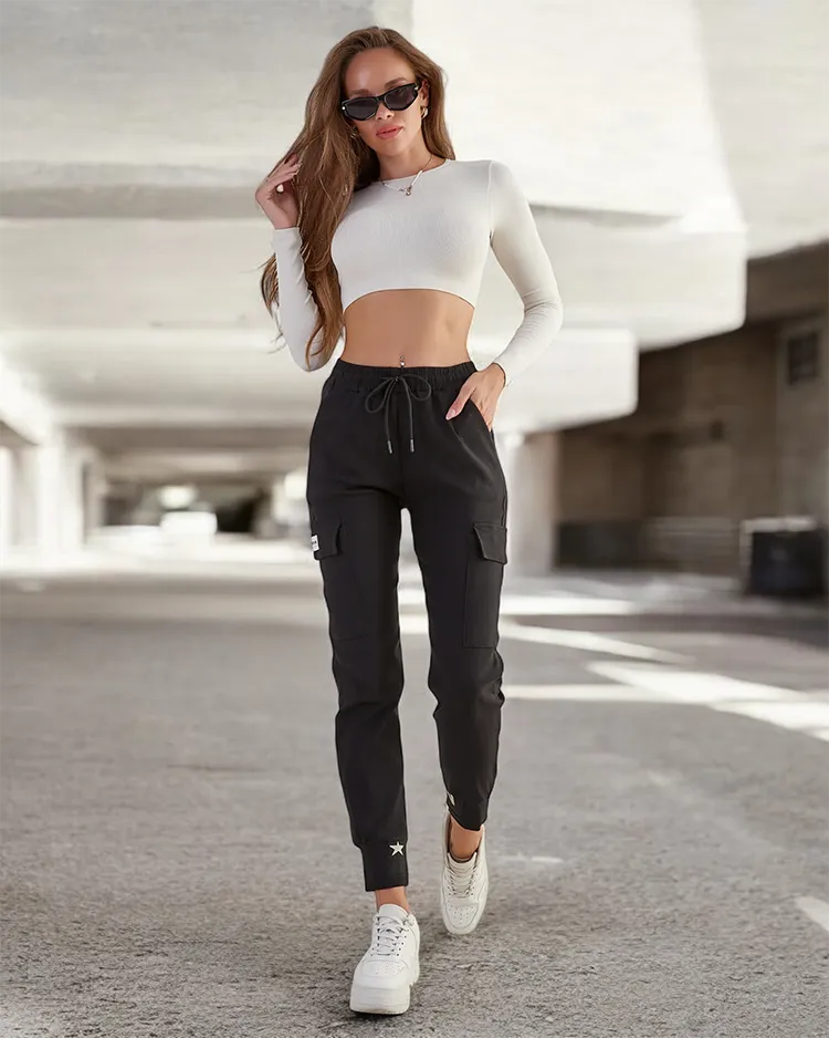 Royalfashion Дамски бойни панталони от памучна материя