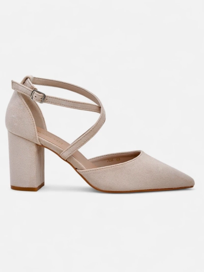 Royalfashion дамски помпи от еко велур с каишки Kanastru