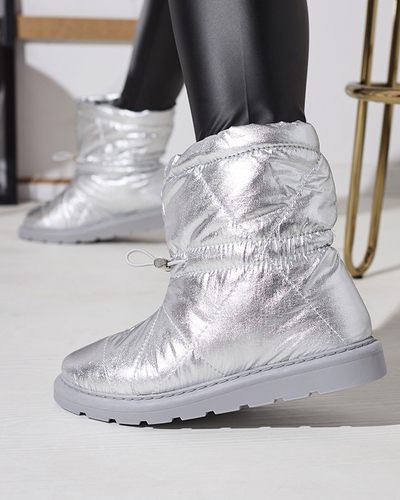Сребристи дамски ботуши a'la snow boots Kaliolen - Обувки