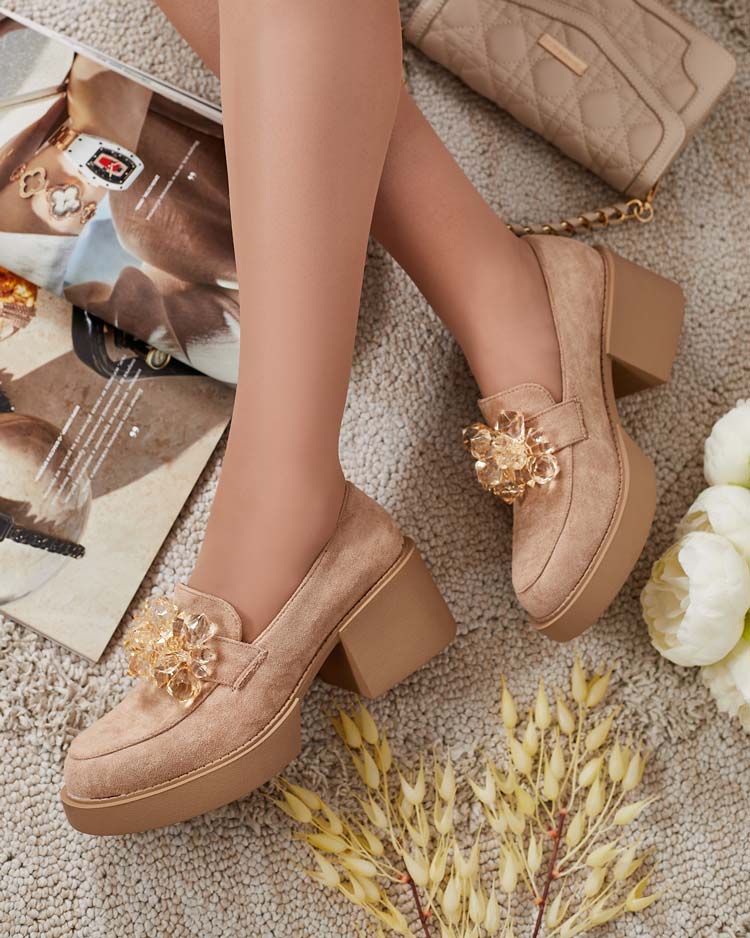 Royalfashion Дамски мокасини Pegorani с висок ток