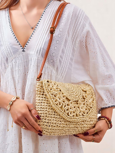 Royalfashion Малка сламена дамска чанта Sunny Stripes Mini