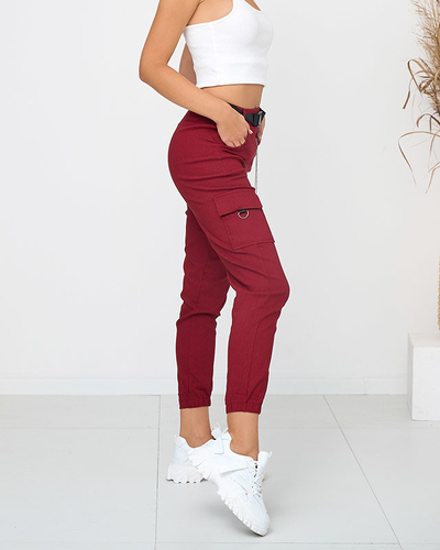 Бордо изолиран карго панталон с джобове - Облекло