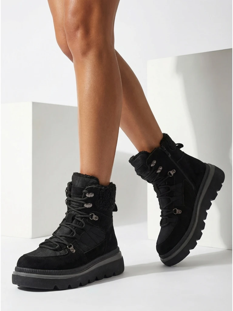 Дамски боти Aurora Черни кожени елегантни за есента