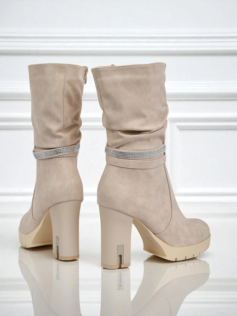 Матови дамски боти на ток Ashen Bloom