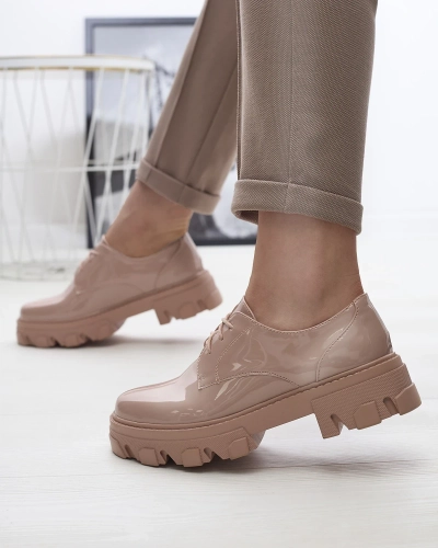 Розови лакирани дамски полуобувки Delgor- Footwear
