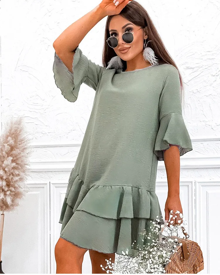 Royalfashion Ленена дамска мини рокля