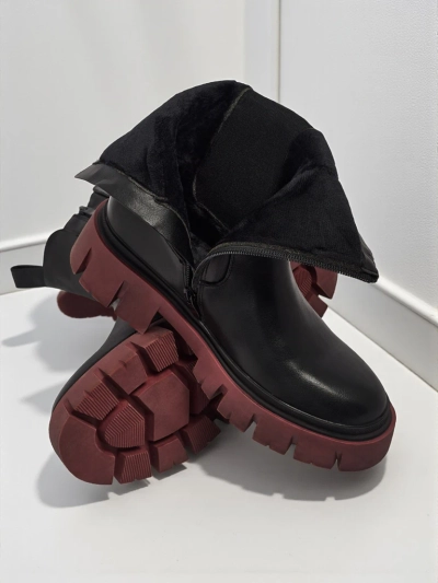 Високи дамски еко кожени боти с цветна подметка Dorvella