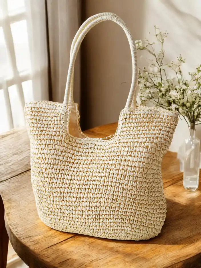 Royalfashion Голяма сламена чанта за жени