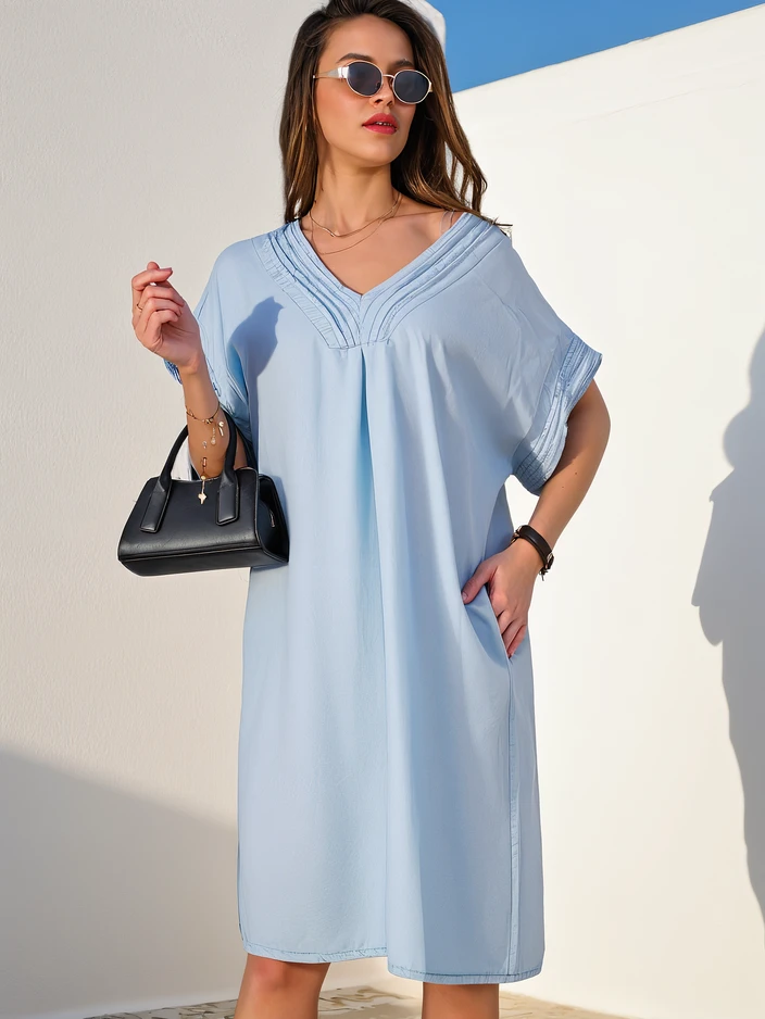 Royalfashion Просторна дамска туника, наподобяваща дънкова рокля