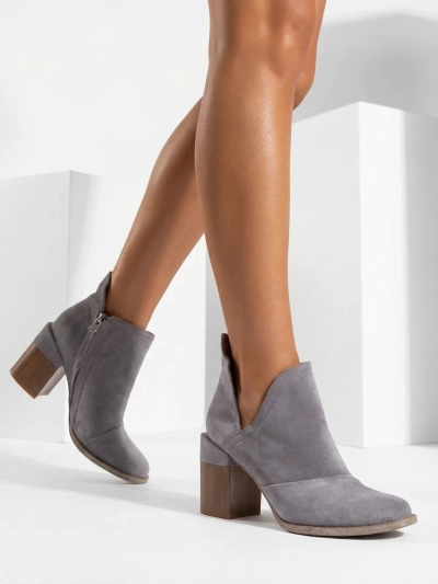 Дамски боти Luna Гълъбово Сиви Кожени Елегантни за Есента