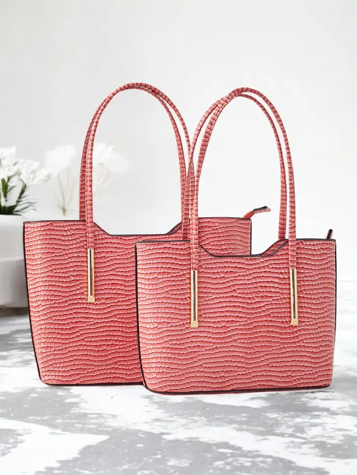 Royalfashion Двоен дамски чанта от патентна кожа с релеф