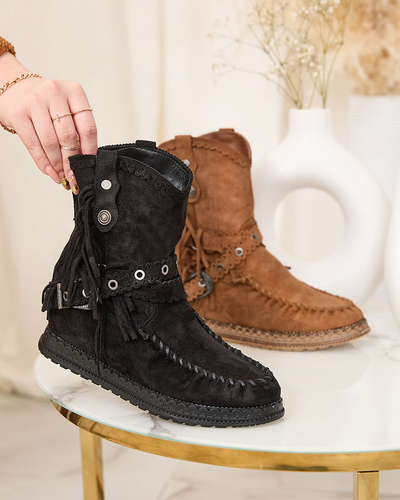 Royalfashion Черни дамски ботуши със скрита котва Dibisa