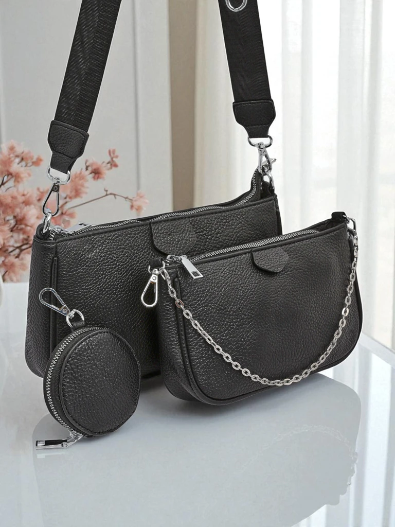 Дамска многофункционална чанта Scylla в черен цвят от екологична кожа