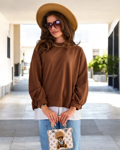 Royalfashion Дамски памучен тънък суитшърт