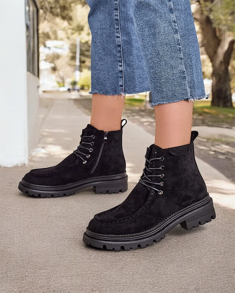 Дамски ботуши до глезена Royalfashion с връзки Rullose