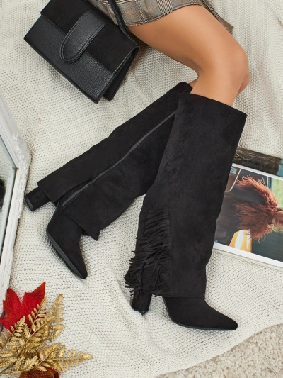 Дамски еко велурени ботуши с горна част Rimolea