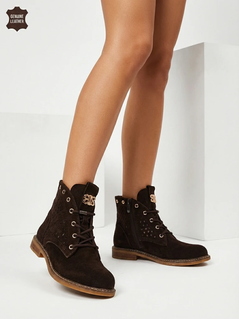 Ажурни дамски боти от естествена кожа Aurelias