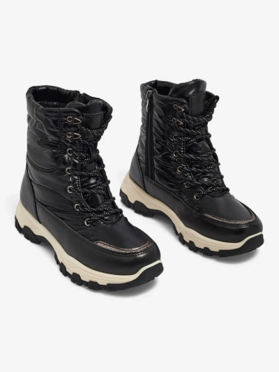 Дамски боти Athena черни синтетични удобни за зимата