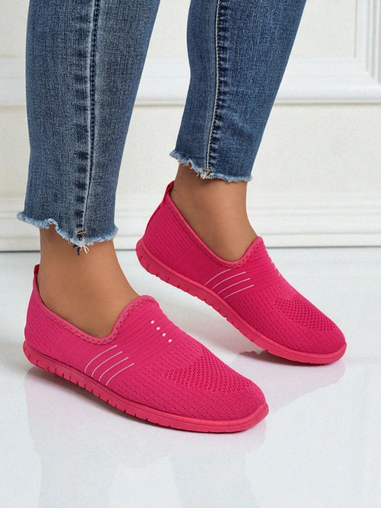 Дамски мокасини Perseida комфортна материя оранжева за пролет и лято