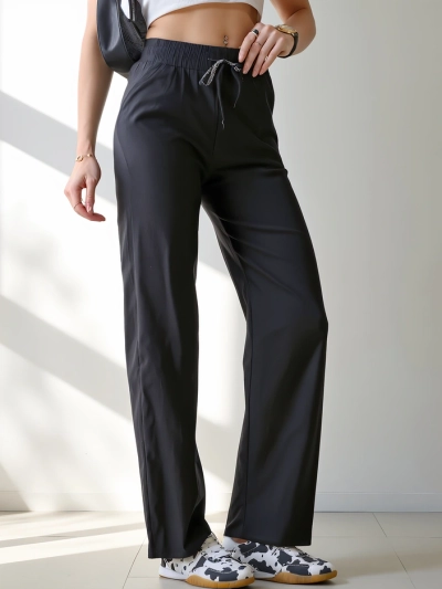 Royalfashion Широки дамски панталони от плат с памук
