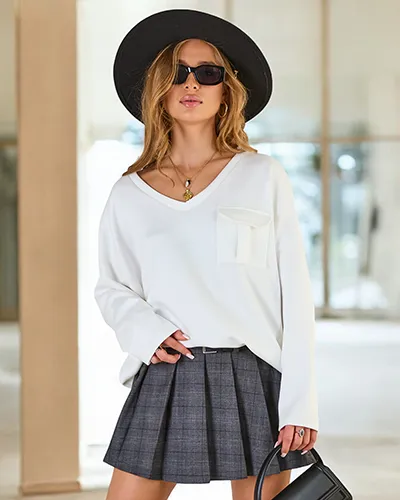 Royalfashion Дамски памучен тънък суитшърт