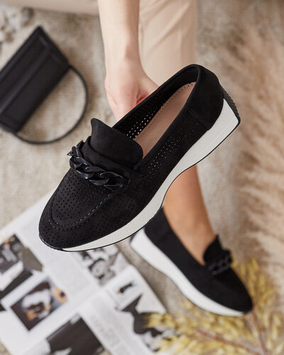 Royalfashion Ажурни дамски мокасини с верижка Isolla