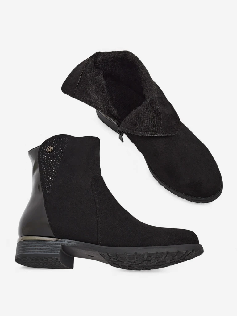 Велурени боти от еко-велур с лакирани вложки Kelmo