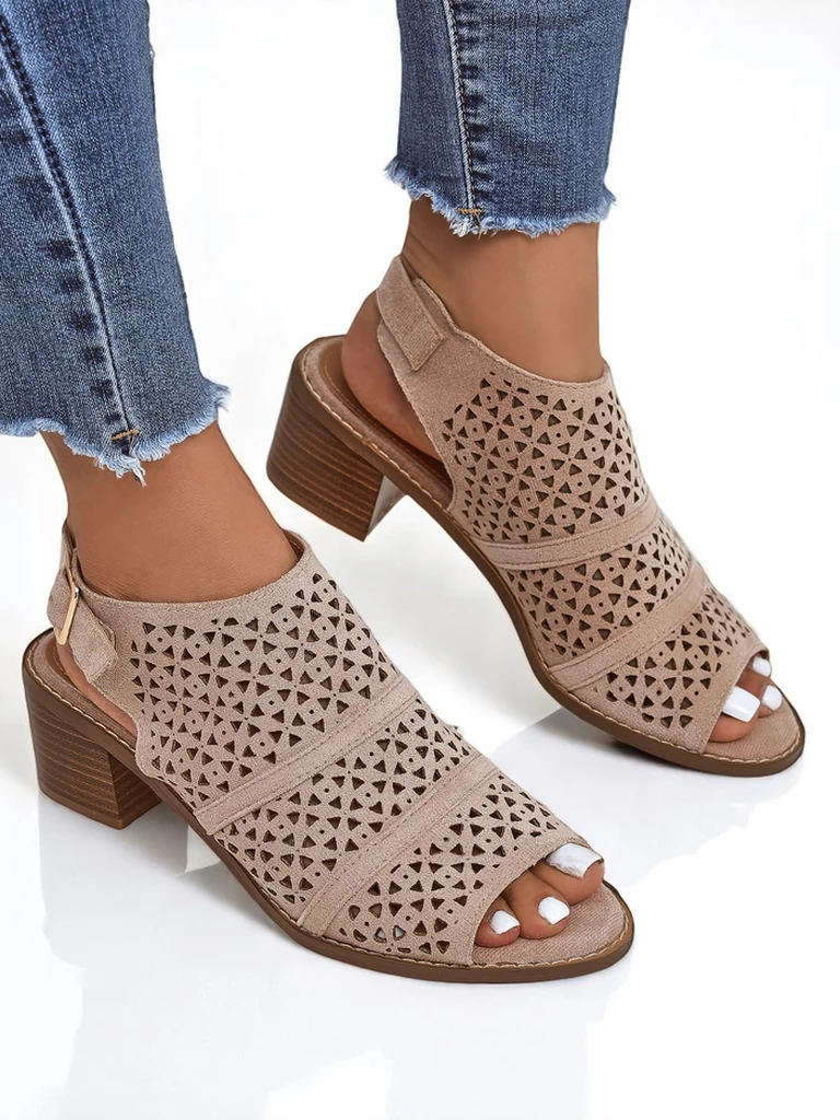 Royalfashion Дамски сандали на нисък ток, ажурни Elira