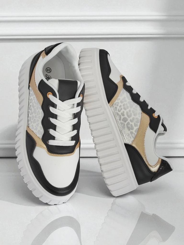 Дамски сникърси Royalfashion Callista платформа черни еко кожа размер 40