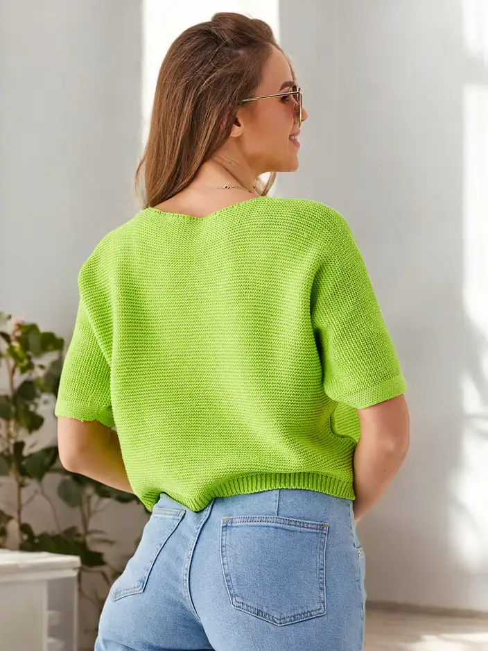 Royalfashion Женски памучен къс пуловер с пеперуди