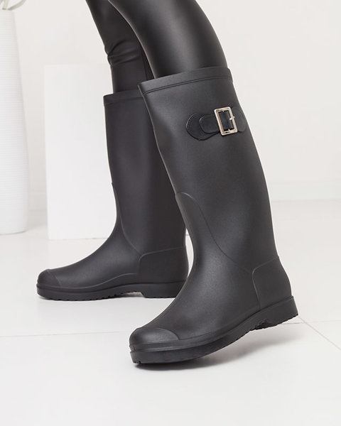 Черни дамски високи кецове с катарама Alecto- Footwear