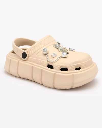 Royalfashion Бежови дамски гумени джапанки Kooranza