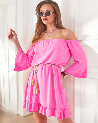 Роялфешън Женска мини рокля в испански стил с дълги ръкави и камъчета