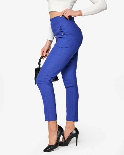 Сини дамски панталони тип "тегелинс" PLUS SIZE- Облекло