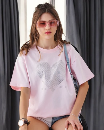 Royalfashion Дамска памучна тениска LOVE с кристали