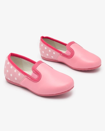 Розови полуобувки за момичета от екокожа с щампа на грах Rellme- Footwear